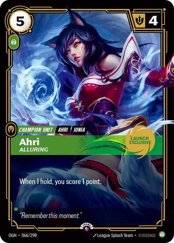 Ahri Alluring - OGN-066-p - Promotional Cards - Riftbound card